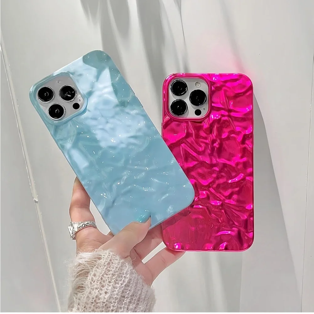 5for$10 Hot Pink iPhone 13 Pro Max Phone Case Cute 3D Tin Foil Luxury Phone Case